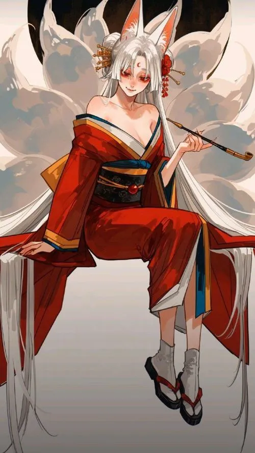 Hình hơi thở ra khói tím bao phủ nhân vật nữ anime u huyền