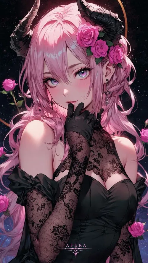 Nữ quỷ anime khoác áo choàng da bóng đầy hắc ám