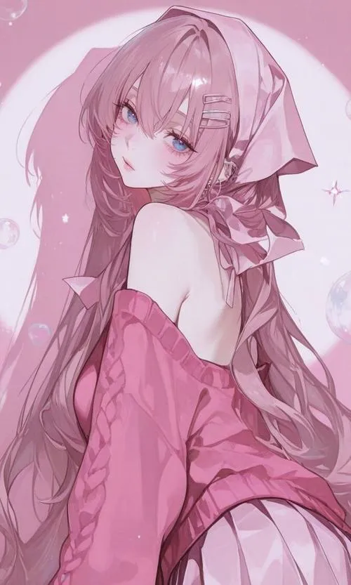 Nền mờ bokeh trên Nền pastel làm cô gái Tóc hồng càng xinh