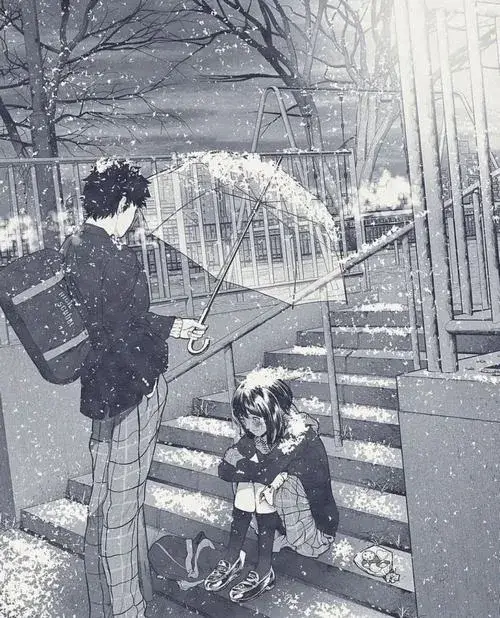 Anime nữ trắng đen buồn không cần màu vẫn đẹp nhờ nét mảnh và mảng tối đầy sức nặng