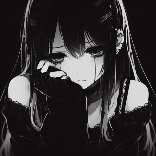 Ảnh profile anime trắng đen, nấc nghẹn giấu trong bóng tối và khoảng trống
