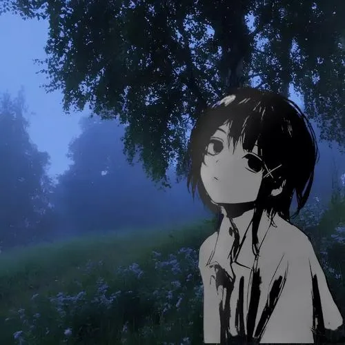 Avatar dễ thương anime buồn gợi ánh mắt rũ trống trải