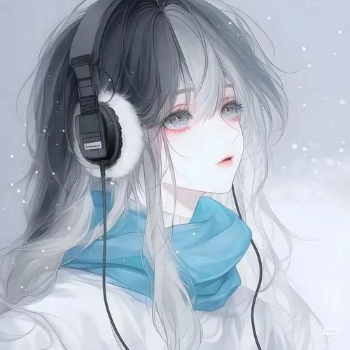 Hình đại diện ngầu anime đen trắng mờ nhấn bố cục đối xứng