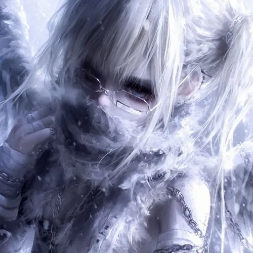 Hình đại diện cute anime mờ trắng đen nhấn biểu cảm gương mặt