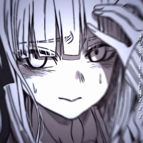 Hình avatar cute anime đen trắng phát sáng với nét vẽ tay