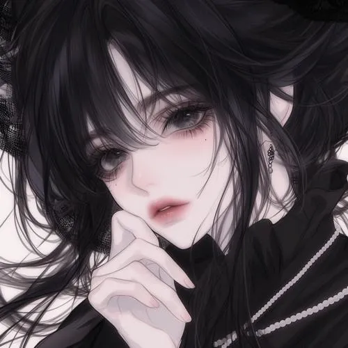 Ảnh hiển thị theo nghệ thuật minh họa nhân vật nữ với tông màu tối