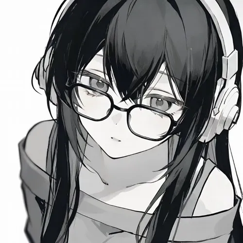 Nhân vật nữ anime trắng đen với biểu cảm tĩnh và chất trầm
