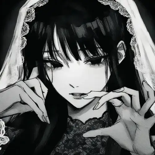 Hình profile anime nữ đen trắng nhấn tóc anime và tương phản