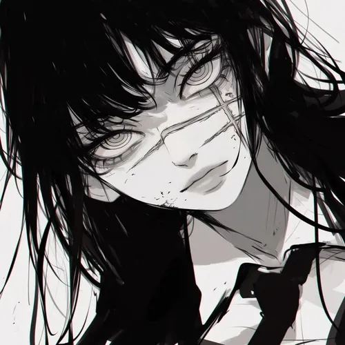 Nhân vật nữ anime trắng đen mang chất trầm nghệ thuật