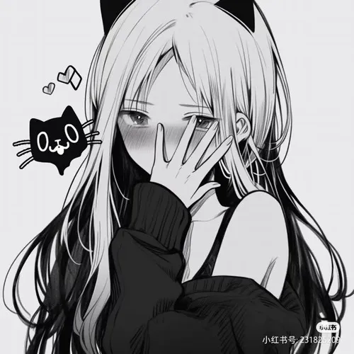 Nhân vật nữ anime trắng đen với biểu cảm lạnh lùng