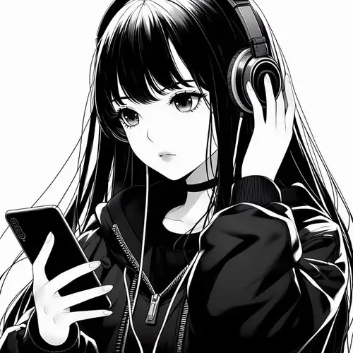 Hình đại diện anime đen trắng khắc họa ánh sáng tương phản