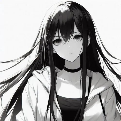 Avatar anime nữ đen trắng mang chất truyện tranh nghệ thuật