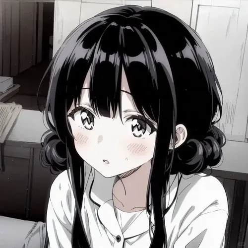 Ảnh profile anime nữ đen trắng nhấn nét viền mạnh