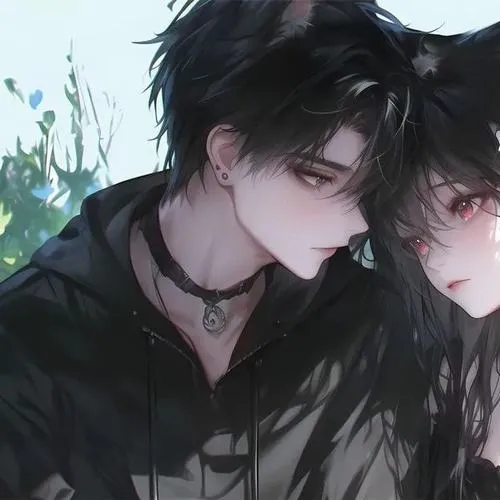 Avatar tình yêu fanart anime mang cử chỉ thân mật nhẹ nhàng