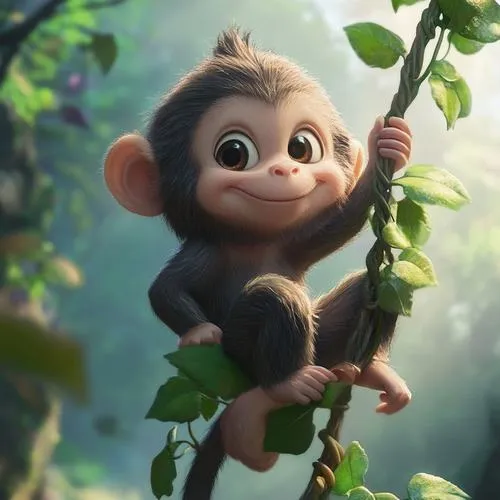 Nhân vật khỉ hoạt hình nụ cười tinh nghịch tạo cảm giác thân thiện