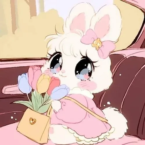 Ảnh đại diện dễ thương thỏ nền trơn làm nổi tạo hình nhân vật