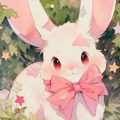 Ảnh đại diện con thỏ với tai thỏ dài và thân hình tròn ngọt ngào