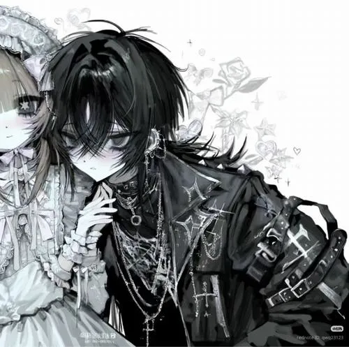 Avatar đôi anime đen trắng mang chiều sâu cảm xúc tinh tế