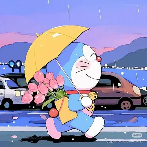 Ảnh trang cá nhân avatar Doremon phong cách chibi với kiểu sticker