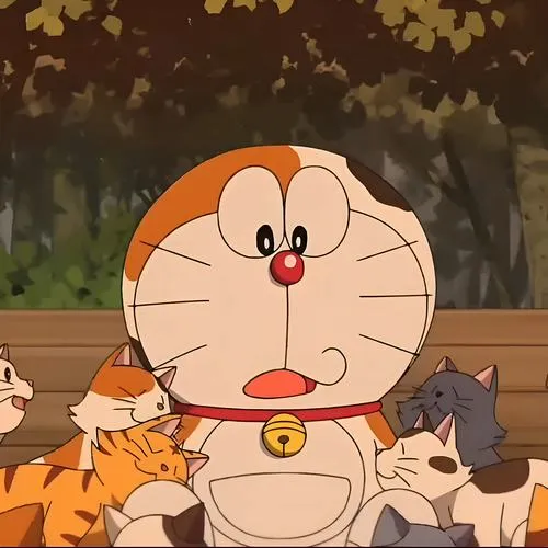 Hình đại diện Doremon cầm hoa nhẹ nhàng, hợp người thích vibe chữa lành