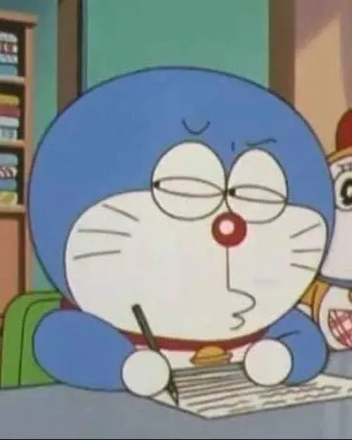 Hình đại diện ngầu Doraemon đơ lặng tông xanh trắng