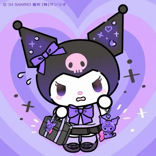 Phong nền tối giúp màu tím đen của Kuromi thêm nổi bật