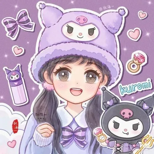 Ảnh avatar Facebook Kuromi phong cách dễ thương với biểu cảm vô tri hài