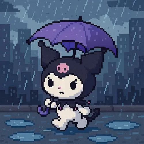 Đường nét tròn giúp Kuromi chibi thêm mềm mại dễ thương