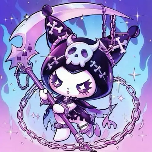 Hình đại diện cute Kuromi sở hữu khuôn mặt tròn và mắt to nổi bật