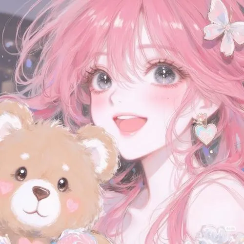 Hình đại diện cute sắc hồng phấn nhấn chi tiết bo tròn cho cô bé