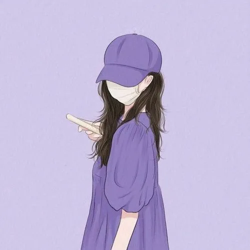 Hình profile tím đậm cá tính với biểu cảm lạnh và không gian trống