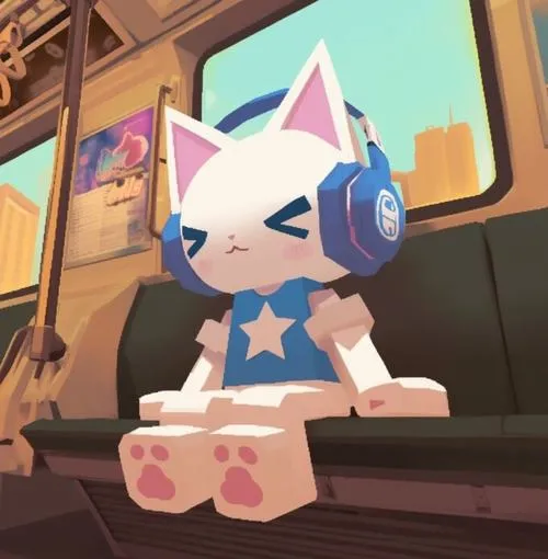 Avatar dễ thương mèo chibi dùng vòng tròn sáng trung tâm