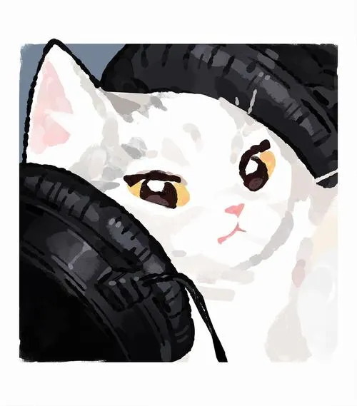 Avatar dễ thương mèo vẽ anime nền đơn sắc gam pastel