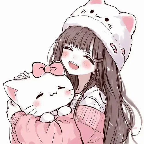 Avatar dễ thương con mèo hoạt hình dùng màu sắc gam pastel hài hòa