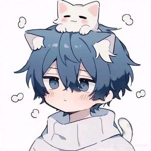 Ảnh profile mèo chibi với đường viền mềm và bo nét