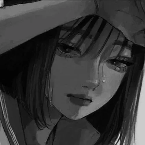 Ảnh đại diện tâm trạng nữ anime với cảm xúc sâu và bố cục tối giản