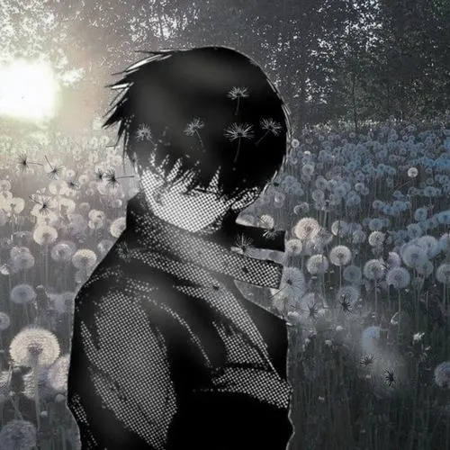 Hình profile nam buồn lặng trong bố cục tối giản.