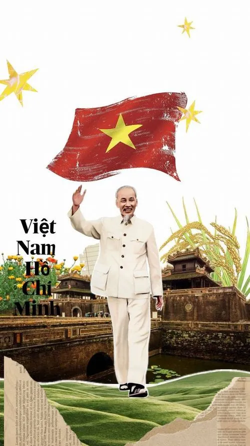 Hình Bác Hồ với ánh mắt sáng thể hiện thông điệp nhân ái rõ ràng