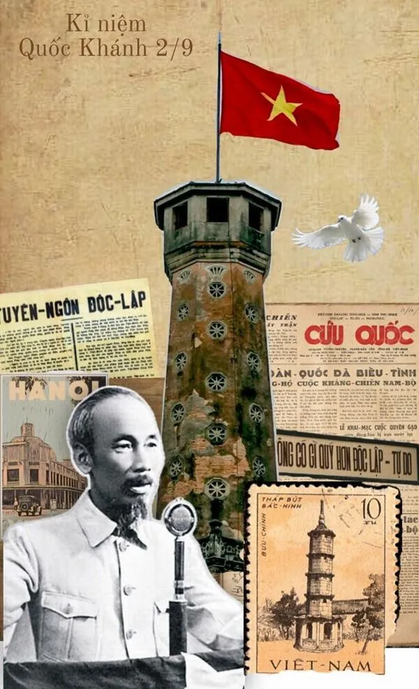 Tranh cờ có mép cờ tạo đường viền làm nổi gương mặt