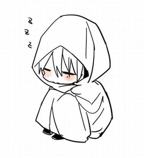 Nhân vật trùm áo choàng trắng, ngồi bó gối, lặng thinh trong nỗi buồn.