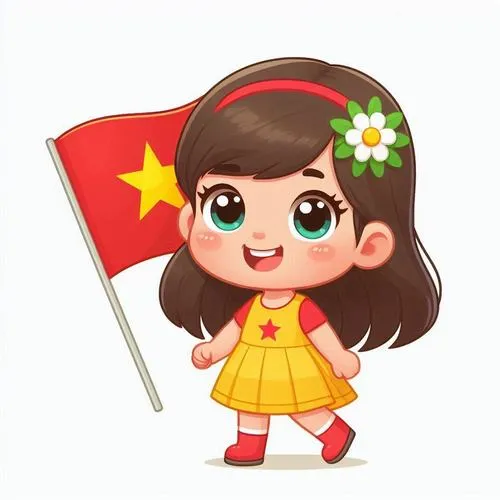 Ảnh chibi nữ cầm cờ Việt Nam hợp làm avatar đến mức bạn bè hỏi xin nguồn liền
