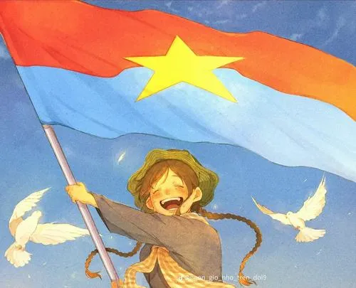 Hình Nhân vật gồm bàn tay nắm chắc tay cầm cán cờ