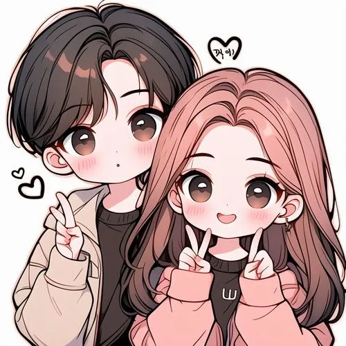 Ảnh chibi cặp đôi mặc hoodie đôi: đồng điệu vừa đủ, không bị nhàm chán