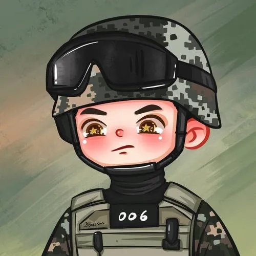 Họa ảnh chibi lính hiện đại đội mũ chống đạn, kính đen, thần thái lạnh và chắc chắn.