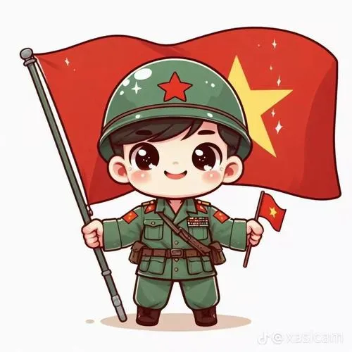 40 Ảnh Chibi Chú Bộ Đội Hoạt Hình trong sắc xanh quân phục Việt Nam