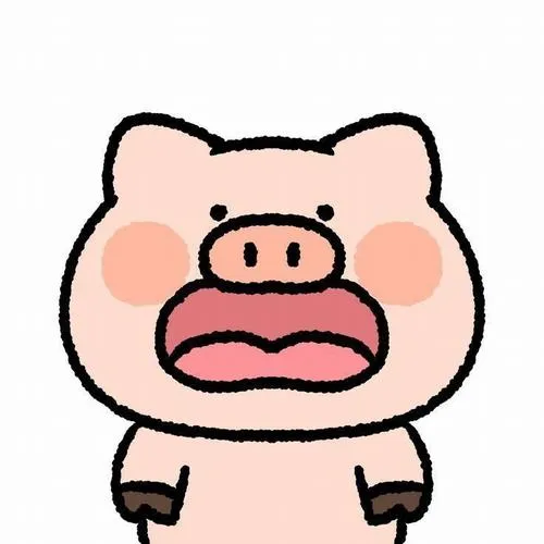 Heo hồng miệng há, mắt tròn, biểu cảm ngạc nhiên, hợp sticker hài hước mỗi ngày.