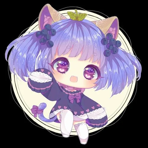 Hình tranh chibi màu tím tím lavender độ mịn chuyển sắc mềm mại