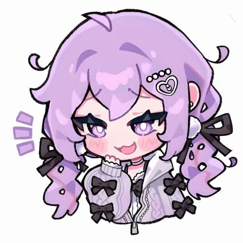 Hình hình chibi tông tím với má hồng và miệng nhỏ đáng yêu