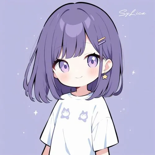 Khi ảnh chibi nữ màu tím gặp ánh sáng mềm, cảm giác dịu mắt lan ra từng chi tiết