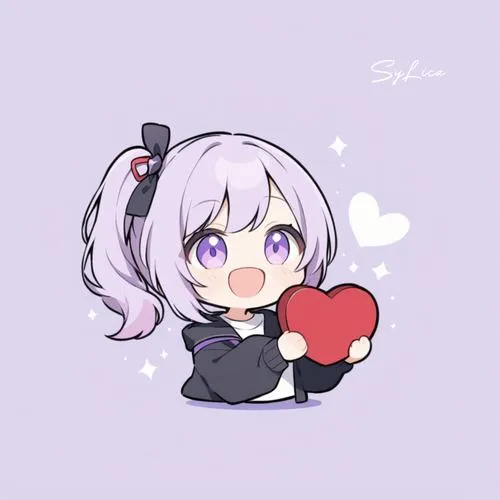 Ảnh chibi nữ màu tím không chỉ đáng yêu, mà còn có chút huyền ảo rất khó tả